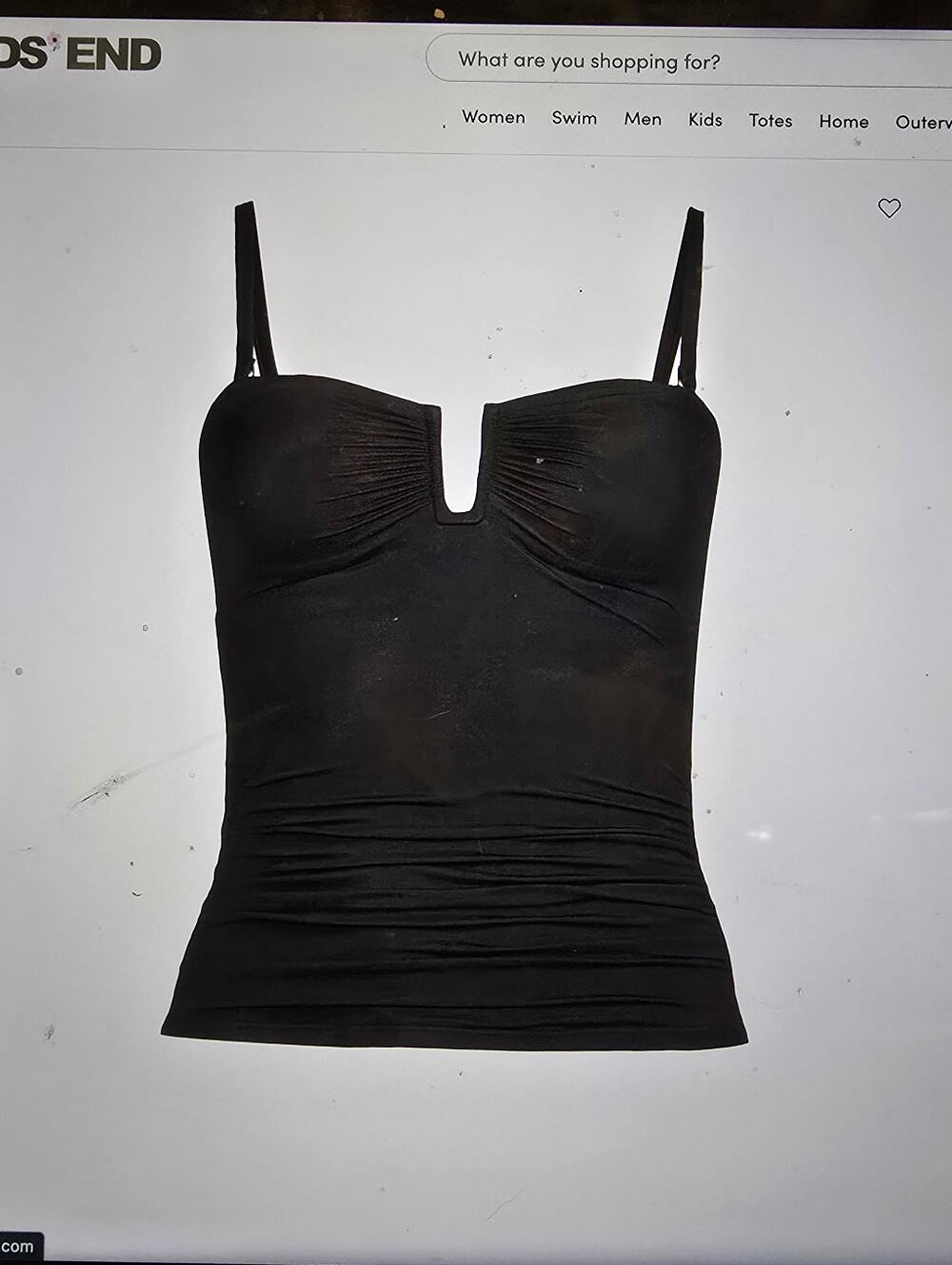 Lands End NWT Black Slim Fit Tankini Top - Women's SlenderSuit U Wire Bandeu